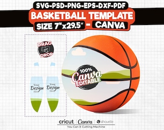 Size 7 Basketball Panel Template Svg, Blank Basketball Panel Template, Photo Basketall, Canva Template, Custom Basketball Panel Template