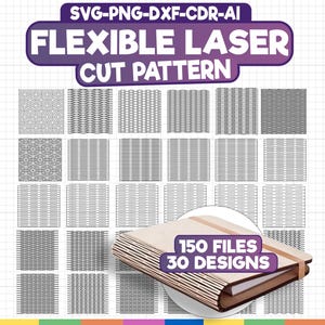 Flexibele levende scharnieren Lasergesneden bestanden, flexibele lasergesneden patronen, lightburn-bestanden, lasergesneden bestanden, vectorbestanden voor Cricut, Glowforge