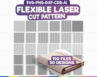 Bisagras flexibles para salón: archivos cortados con láser, patrones flexibles cortados con láser, archivos Lightburn, archivos cortados con láser, archivos vectoriales para Cricut y Glowforge.