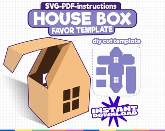 Modèle SVG de boîte maison : boîte cadeau bricolage, fichiers Cricut et silhouette (PDF)