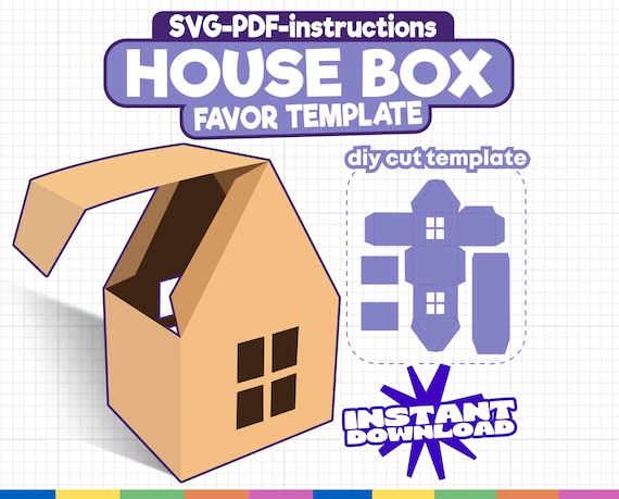 House Box SVG Template: DIY Favor Box, Cricut & Silhouette Cut Files (PDF)
