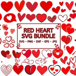 Red Heart SVG, Valentine&#39;s day svg, Red Hearts bundle, Love Svg, Heart svg, Instant Download , Lover Svg Bundle, Red Heart Png Bundle.