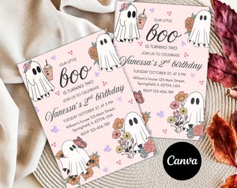 Pink Halloween Baby Shower Invitation: Little Boo Ghost Theme