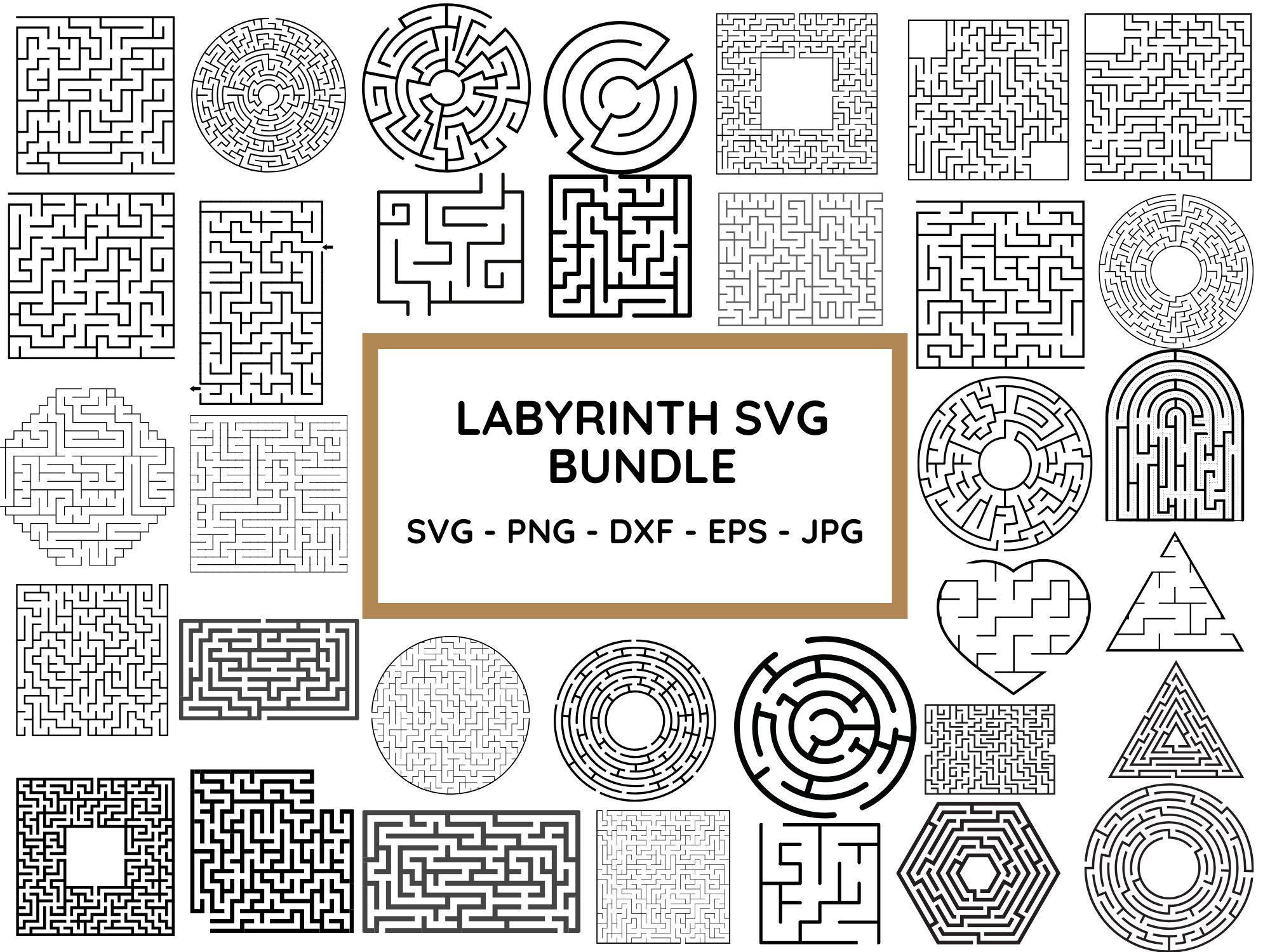 Labyrinth SVG Bundle, Maze png Bundle, Labyrinth Clipart, Maze Svg files for cricut, Labyrinth Vector, Labyrinth monogram, Maze Puzzle