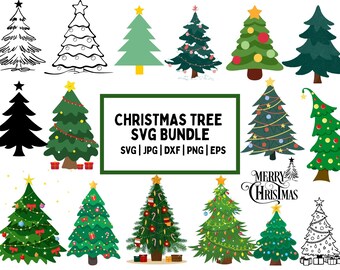 Christmas Tree SVG Bundle: Ornaments, Silhouette Clipart (Instant Download)