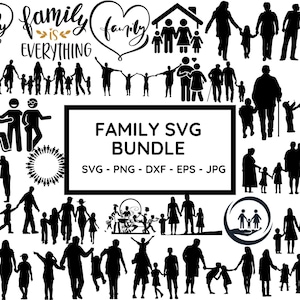 Family SVG Bundle, Family PNG Bundle, Family Clipart, Family SVG Cut Files for Cricut, Father & Children svg, Family Silhouette, Father svg