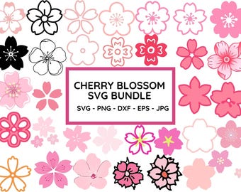 Cherry Blossom SVG Bundle: Sakura Flower Graphics (Digital Download)