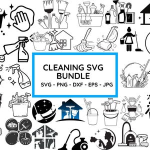 Schoonmaak SVG-bundel, schoonmaakbestanden huis, schoonmaakservice SVG, vectorbestanden, schoonmaak png, schoonmaak clipart, Instant Download