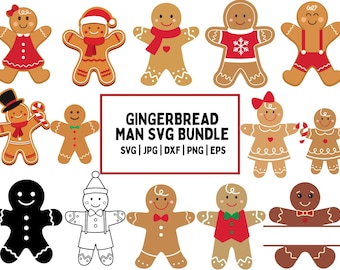 Gingerbread Man SVG Bundle: Christmas Cut Files (Digital Download)