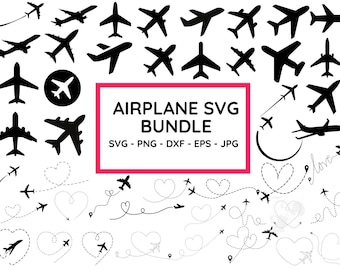 Airplane SVG Clipart Bundle: Travel Silhouette (Digital Download)