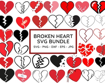 Broken Heart SVG Bundle: Clipart Graphics (Digital File)