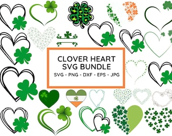 Paquete SVG de corazón de trébol del Día de San Patricio (descarga digital)
