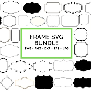 RAMKI SVG Etykieta Ramka CRICUT Vintage Etykieta Clipart Karta ślubna Pliki Svg Obramowania Sylwetka Retro Naklejka Cyfrowa Svg Png Dxf Eps Jpg