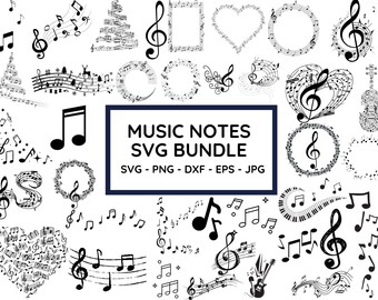Music Notes SVG Bundle: Musical Clipart, Cut Files (Digital Download)