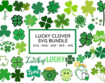 Clover SVG Bundle: Shamrock, St Patricks Day Clipart (Digital Download)