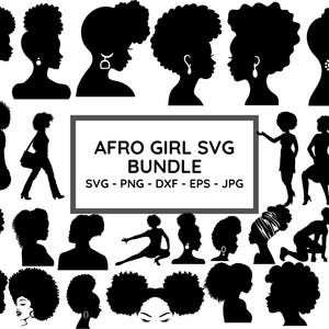 Afro Woman Svg Bundle, Afro Girl Svg, Black Woman Svg, Black Woman Silhouette, Afro Hair Svg, Afro Queen Svg, Afro Woman Cut File For Circut