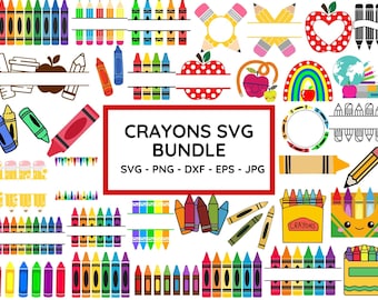 Crayon Split Monogram SVG Bundle: Teacher Cut File (Digital Download)