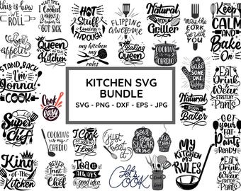 Kitchen SVG Bundle: Baking, Cooking Quotes, Cricut Cut Files (Digital Download)