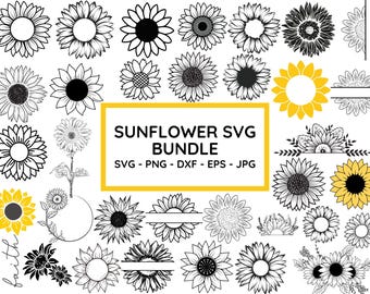Sunflower SVG Bundle: Cricut Cut Files, Clipart (Digital Download)