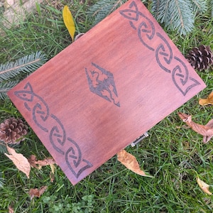 Skyrim Box I Fantasy Box I Rustic Wood Box I Wooden Fantasy Box I Elder Scrolls I Skyrim Dragon Box I Wood-core Box I Enchanted Dragon Box