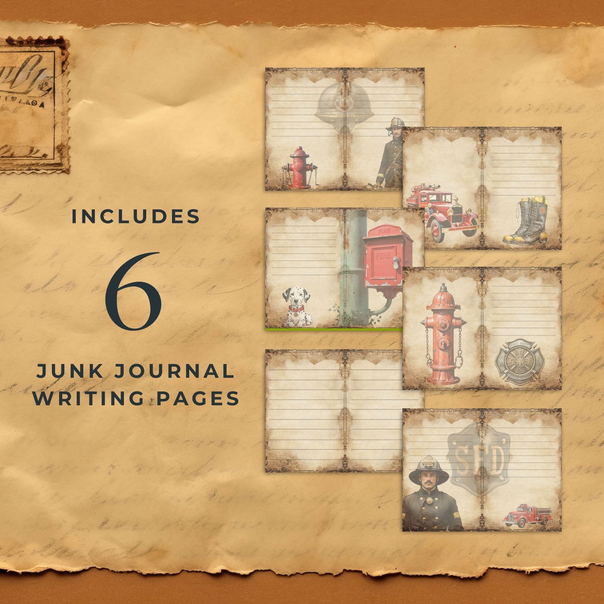 Vintage Firefighter Junk Journal Kit 11x8.5