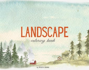Finland Landscape Coloring Book: 6 Relaxing Nature Scenes (PDF Digital Download)