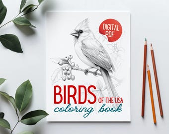 Birds of USA Coloring Book: Part 1, 17 Printable Pages (PDF Download)