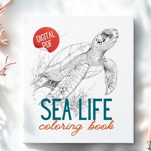 Sea Life Coloring Book: 8 Marine Animal Illustrations (PDF Digital Download)