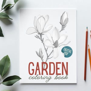 8 Grayscale Flower Coloring Pages - Botanical Coloring Book for Adults, Garden Coloring Sheet, Printable Art, Instant Download PDF