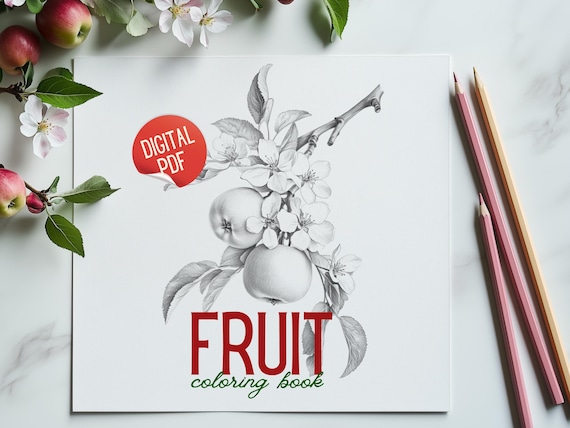 Vintage Fruit Coloring Book: 12 Botanical Illustrations (Digital PDF Download)