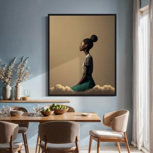 Afrocentric Black Woman Portrait: Minimalist Spiritual Art Print (Digital Download