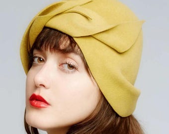 Olympia Draped Velour Felt Cloche