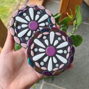 DIY Mosaic Coaster Kit: Daisy Design, 4 Colour Choices, No Cutting (Set of 2)
