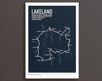 Trasa biegu Lakeland 100 – wydruk artystyczny: spersonalizowany prezent dla biegacza górskiego.
