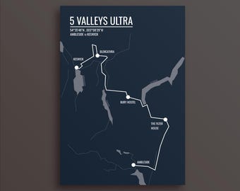 Grafika z trasy ultramaratonu 5 Valleys: prezent dla biegacza terenowego