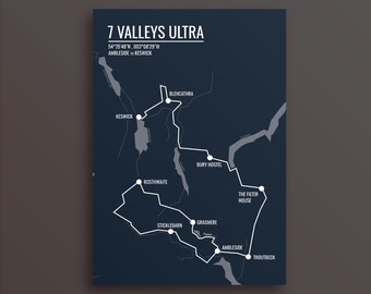 Grafika z trasy ultramaratonu 7 Valleys: Prezent dla uczestnika ultramaratonu w Cumbrii