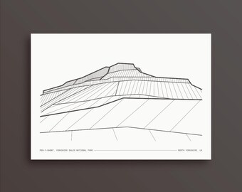 Pen-y-ghent Fell Top Print: Yorkshire Peak Line Art