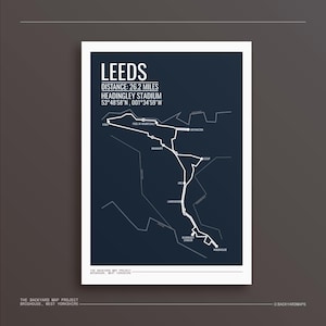 Personalisierter Leeds Marathon Print: Minimalistische Yorkshire Route Map, Geschenk für Läufer