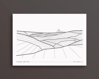 Top Withens Print: Sztuka Yorkshire Landmark dla spacerowiczów