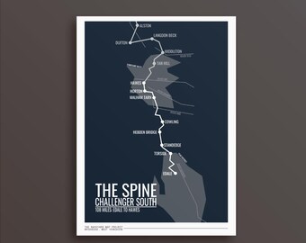 Mapa Spine Race Challenger South, wydruk artystyczny: minimalistyczne, wyraziste kolory