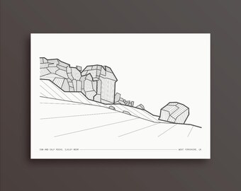 Krowa i cielę: minimalistyczna grafika liniowa, zabytek Yorkshire