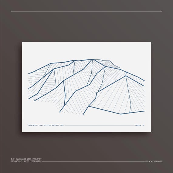 Blencathra, Fell Top Monochrome Line-drawing of This