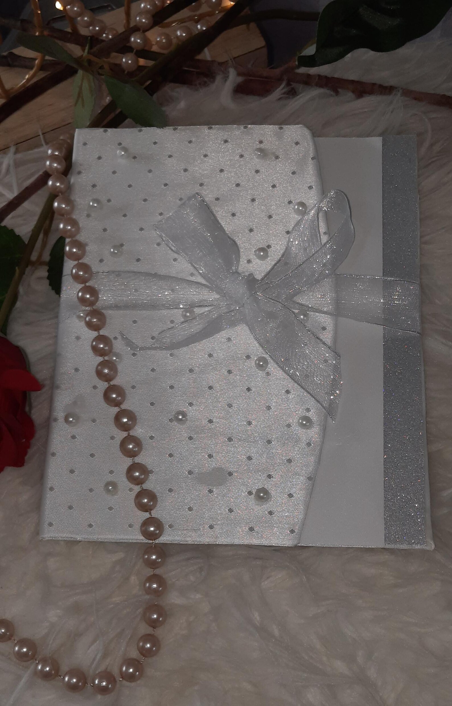 Elegant Luxury White, Pearl Beaded Satin Wedding Invitation - Etsy