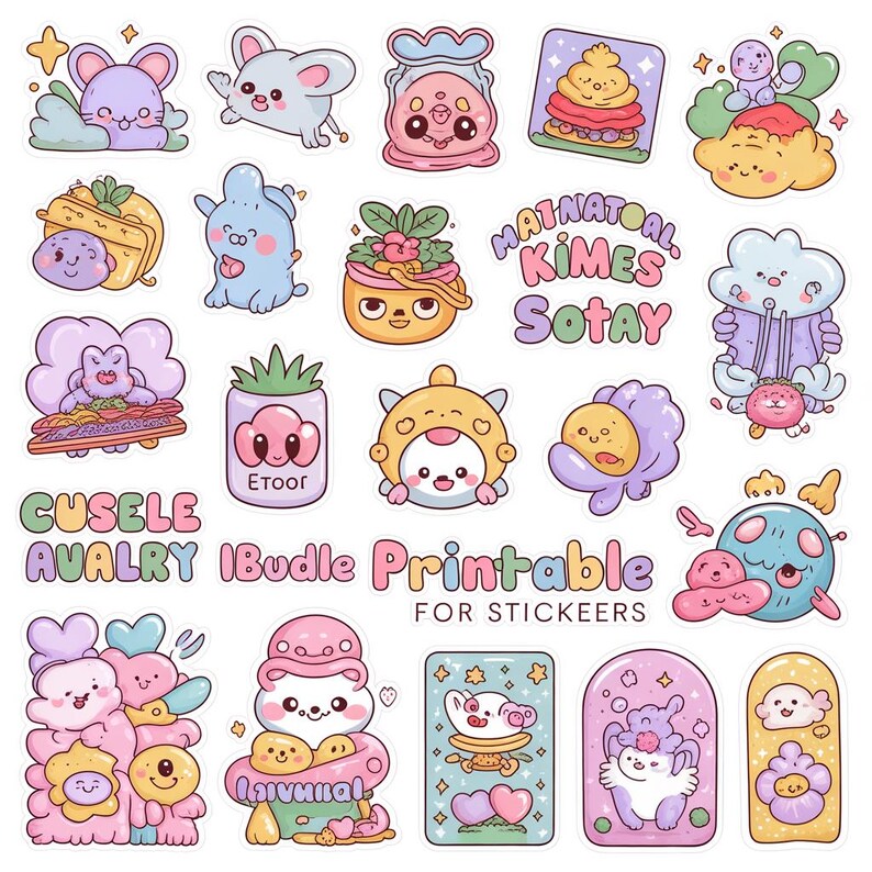 Cute Kawaii Animal Stickers | Printable Sticker Pack for Planners ...
