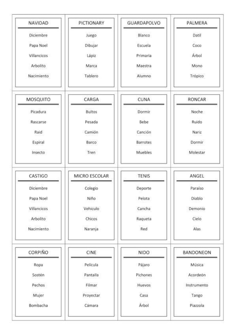Taboo - Card Game in Spanish - DIGITAL - PRINTABLE - Etsy