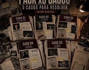 Crímenes para Resolver | Pack x5 Casos a Elección | Juego Digital Descargable Imprimible | Resolver Caso Crimen Policial Asesinato Misterio