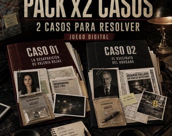 Crímenes para Resolver | Pack x2 Casos a Elección | Juego Digital Descargable Imprimible | Resolver Caso Crimen Policial Asesinato Misterio