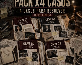 Crímenes para Resolver | Pack x4 Casos a Elección | Juego Digital Descargable Imprimible | Resolver Caso Crimen Policial Asesinato Misterio
