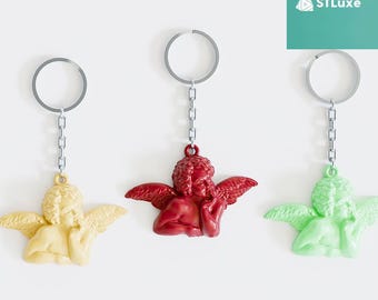 3D Angel Cherub Keychain, Guardian Keyring (3D STL File Digital Download)