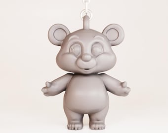 Bear Keychain Charm STL and 3MF 3D printing files